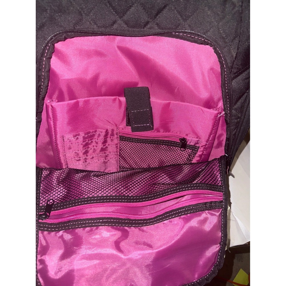 Delsey Quilted Rolling Carry On Bag Black Pink Legacy Travel Luggage - Picture 5 of 8